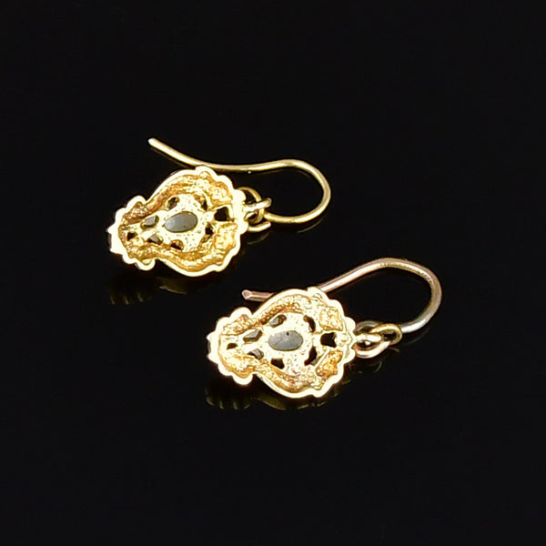 Vintage 9K Gold Opal Dangle Earrings