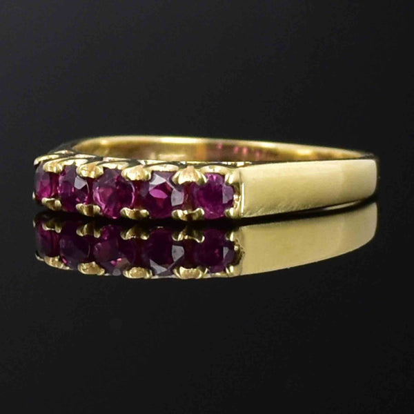 Vintage 18K Gold Ruby Five Stone Stacking Ring - Boylerpf