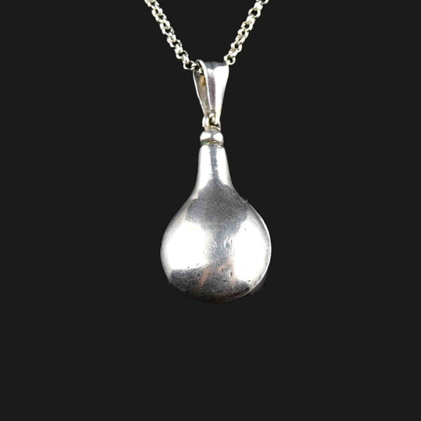 Vintage Silver Scent Bottle Pendant Necklace - Boylerpf