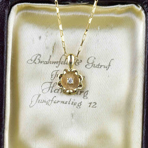 14K Gold Diamond Solitaire Buttercup Pendant Necklace - Boylerpf