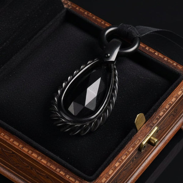 Antique Victorian Carved Whitby Jet Necklace