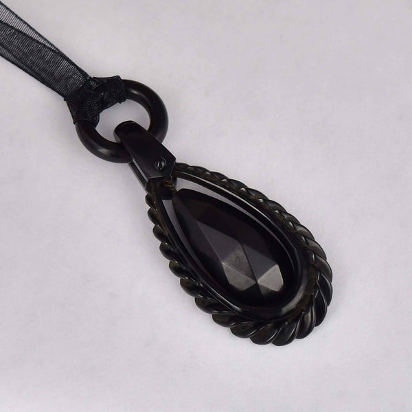 Antique Victorian Carved Whitby Jet Necklace