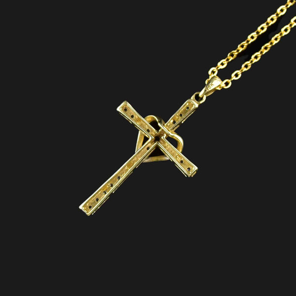Vintage 10K Gold Diamond Cross Pendant Necklace - Boylerpf