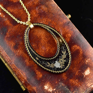 Antique Victorian Gold Pique Pendant Necklace - Boylerpf
