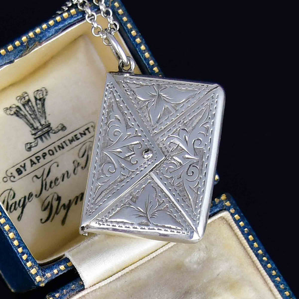 Edwardian Sterling Silver Adie & Lovekin Stamp Holder Necklace - Boylerpf