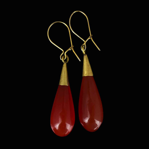 Antique Victorian Scottish Carnelian Agate Drop Earrings - Boylerpf