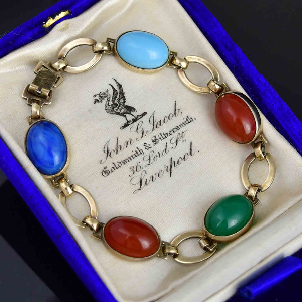 Vintage Egyptian Beetle Bug Gemstone Bracelet - Boylerpf