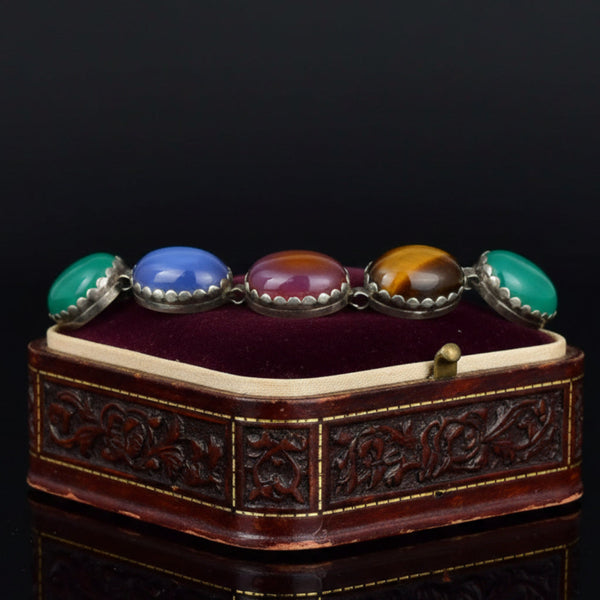 Arts & Crafts Sterling Silver Multi Gemstone Bracelet