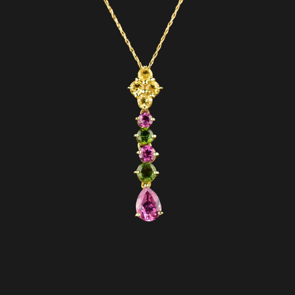 Vintage 10K Gold Tourmaline Articulated Pendant Necklace - Boylerpf