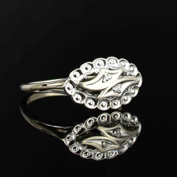 Art Deco 10K White Gold Diamond Stacking Ring - Boylerpf