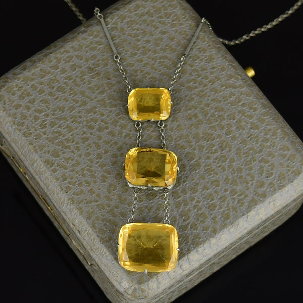 Art Deco Sterling Silver Citrine Necklace