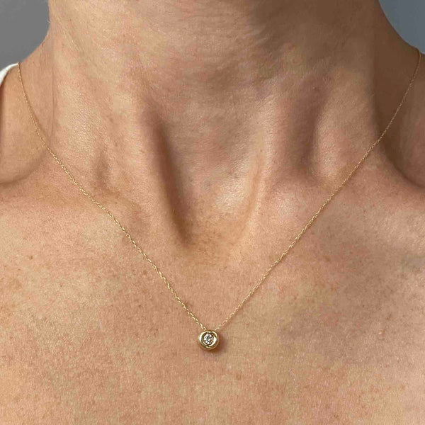 14K Gold Diamond Solitaire Slider Pendant Necklace - Boylerpf