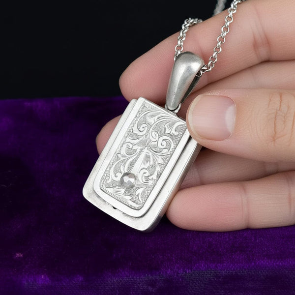Antique Satchel Style Silver Keepsake Locket Pendant - Boylerpf