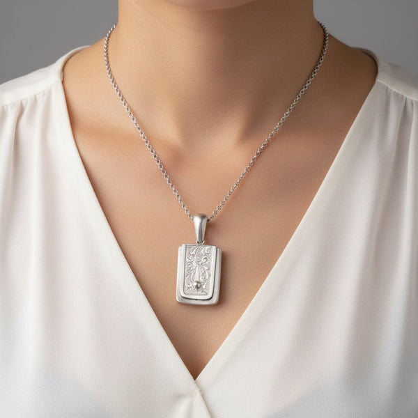 Antique Satchel Style Silver Keepsake Locket Pendant - Boylerpf