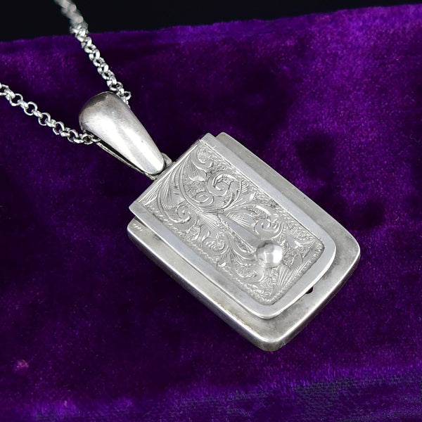 Antique Satchel Style Silver Keepsake Locket Pendant - Boylerpf