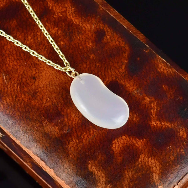 9K Gold Chalcedony Bean Necklace