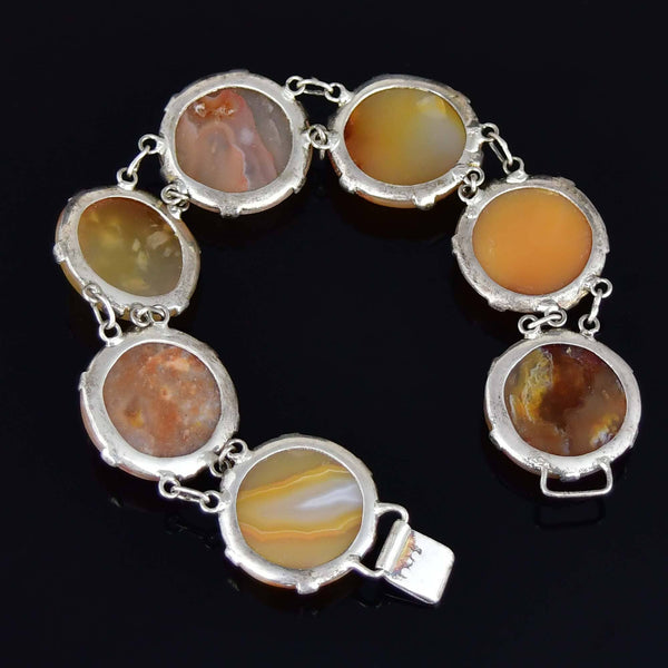 Victorian Sterling Silver Carnelian Agate Antique Bracelet