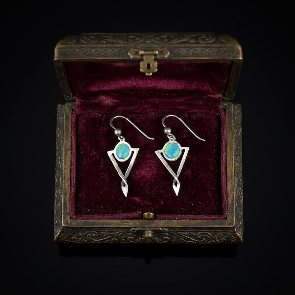 Vintage Enamel Sterling Silver Drop Earrings