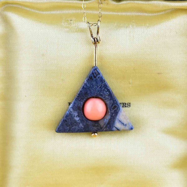 Vintage Gold Coral Geometric Pendant Necklace - Boylerpf