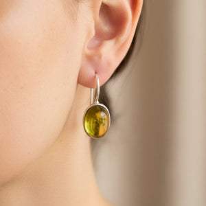 Vintage Sterling Silver Amber Drop Earrings - Boylerpf