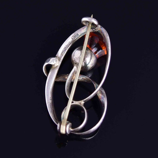 Antique Art Nouveau Charles Horner Silver Citrine Thistle Brooch - Boylerpf