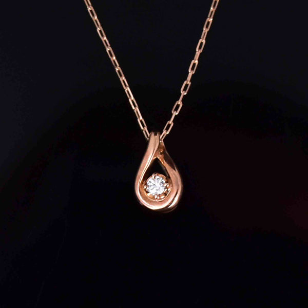 Vintage 10K Rose Gold Reversible Diamond Pendant Necklace - Boylerpf