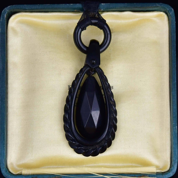Antique Victorian Carved Whitby Jet Necklace