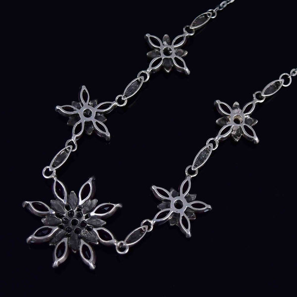 Vintage Silver Amethyst Marcasite Star Necklace - Boylerpf