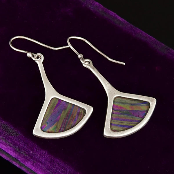 Vintage Pat Cheney John Ditchfield Stained Glass Earrings Sterling Silver