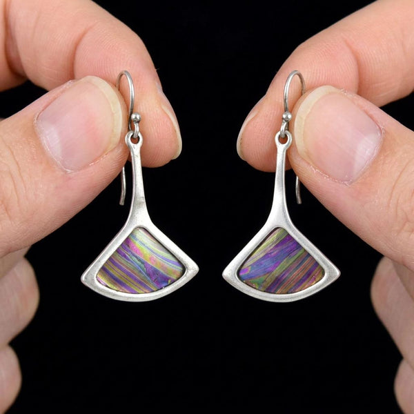 Vintage Pat Cheney John Ditchfield Stained Glass Earrings Sterling Silver