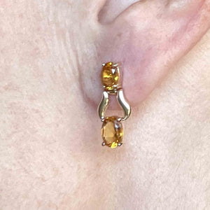 14K Gold Door Knocker Style Citrine Drop Earrings - Boylerpf