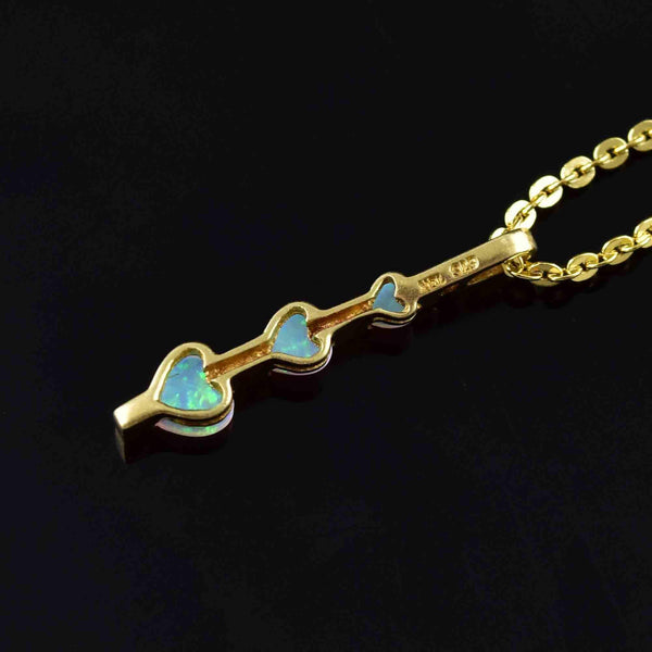 Vintage 10K Gold Diamond Opal Heart Journey Style Necklace - Boylerpf