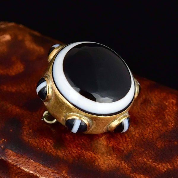Antique Victorian Bullseye Agate Brooch