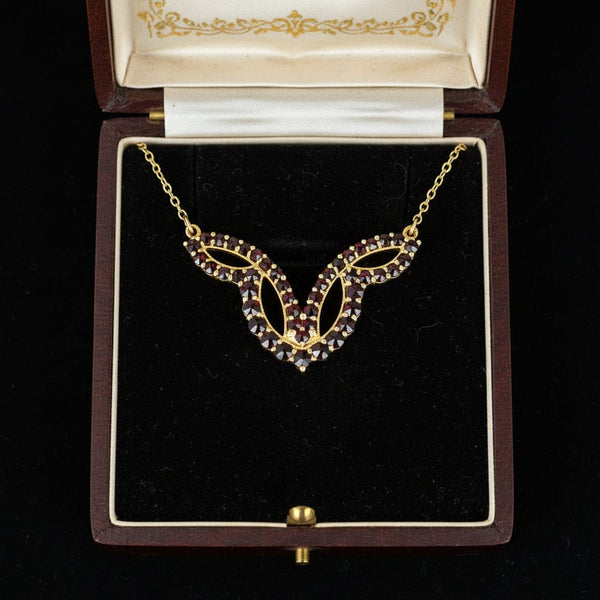 Antique Geometric Rose Cut Garnet Necklace