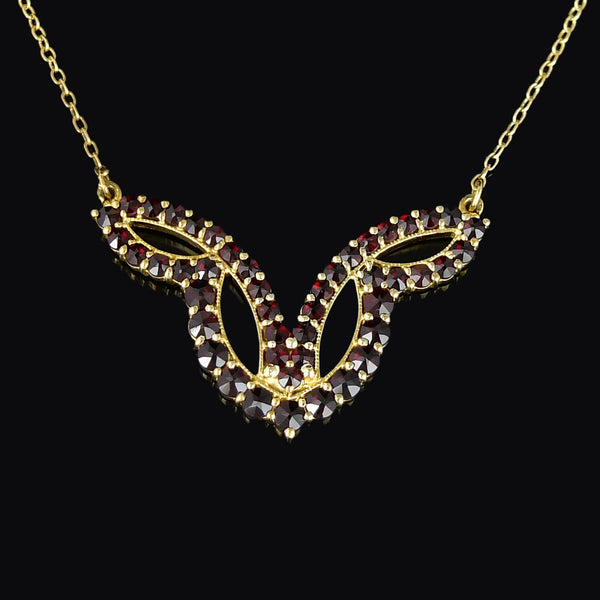 Antique Geometric Rose Cut Garnet Necklace