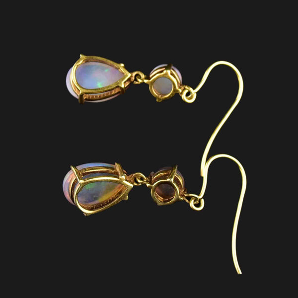 Vintage Gold Opal Drop Earrings - Boylerpf