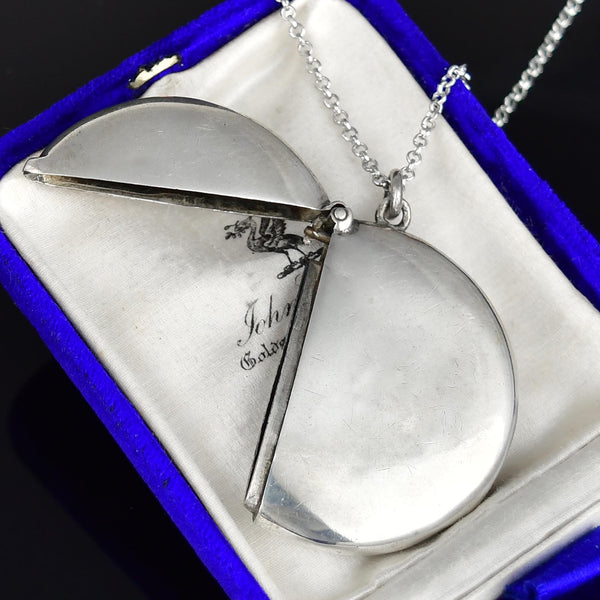 Antique Edwardian Sterling Silver Vesta Locket Pendant Necklace - Boylerpf