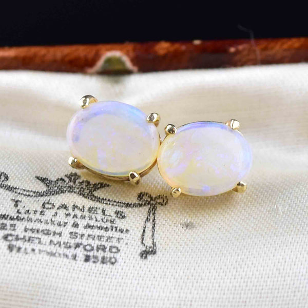 14K Gold Jelly Opal Pierced Stud Earrings - Boylerpf