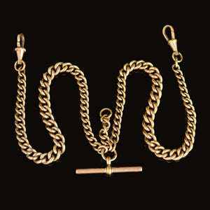 Antique Rolled Gold Graduated Double Albert Watch Chain Necklace - Boylerpf