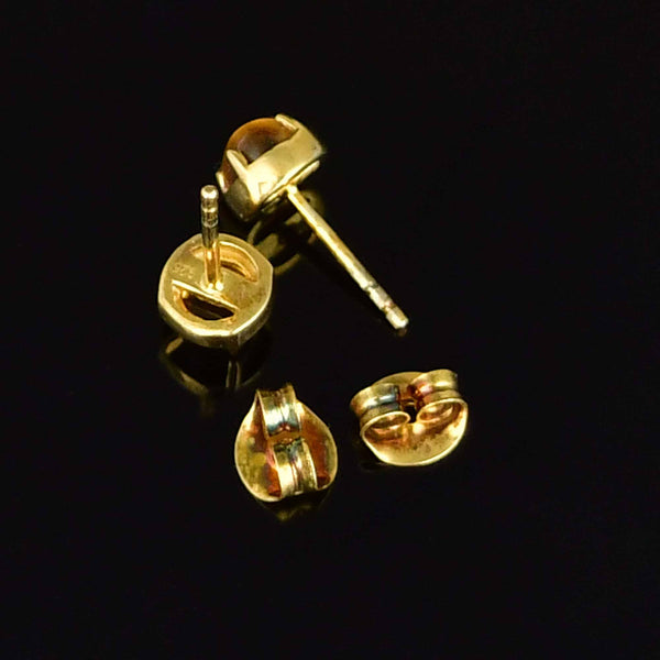 Vintage Sterling Silver Gold Gilt Citrine Stud Earrings