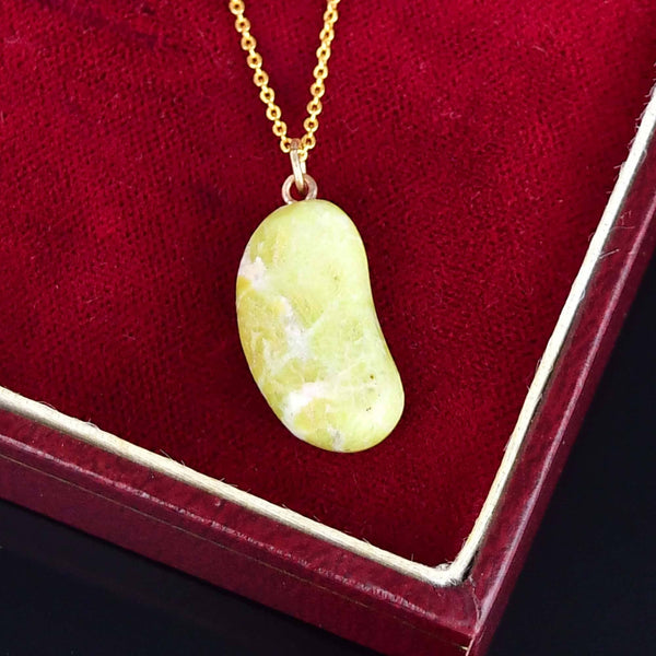 Vintage 9K Gold Iona Marble Bean Charm Necklace - Boylerpf
