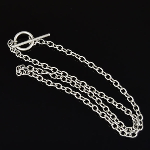 Vintage T-Bar Toggle Clasp Sterling Silver Chain Necklace