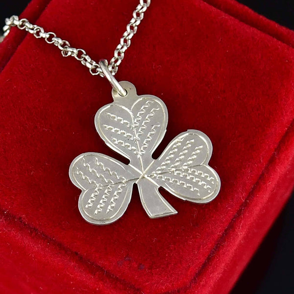 Vintage Sterling Silver Three Leaf Clover Necklace
