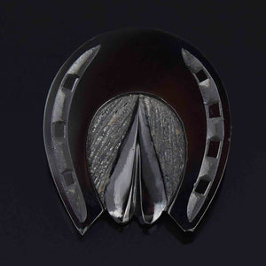 Antique Victorian Large Carved Whitby Jet HorseShoe Brooch - Boylerpf