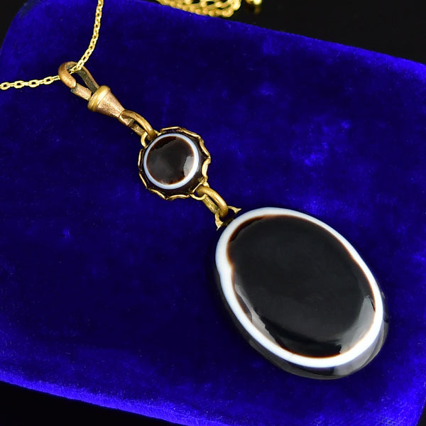 Antique Victorian Banded Bullseye Agate Pendant Fob - Boylerpf