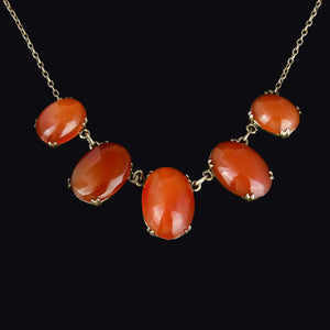 Vintage Sterling Silver Carnelian Five Stone Necklace - Boylerpf