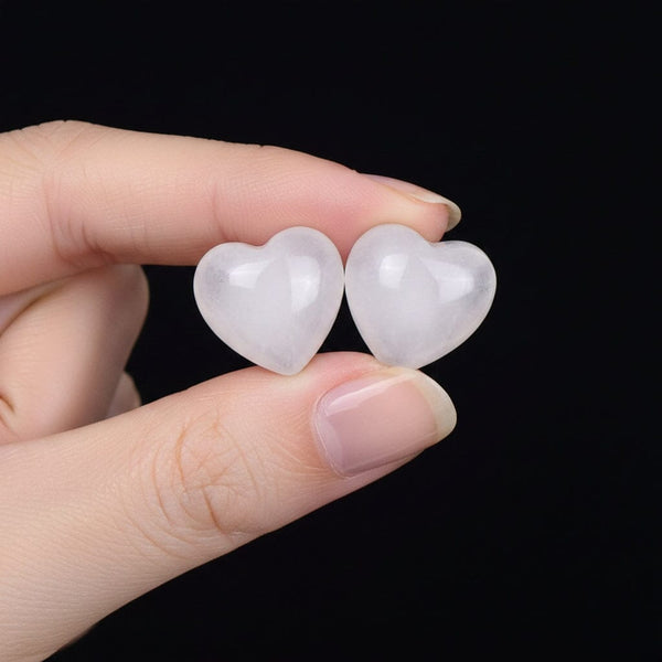 Vintage 14K Gold Rose Quartz Heart Stud Earrings - Boylerpf