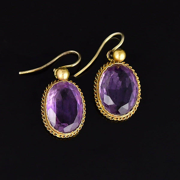Antique Victorian Gold 7.5 Carat Amethyst Drop Earrings - Boylerpf