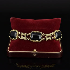 Sterling Silver Gold Vermeil Rope Onyx Chain Bracelet - Boylerpf