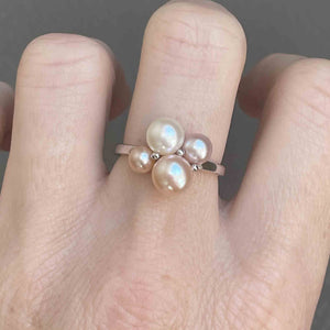 Sterling Silver Natural Pearl Cluster Ring - Boylerpf